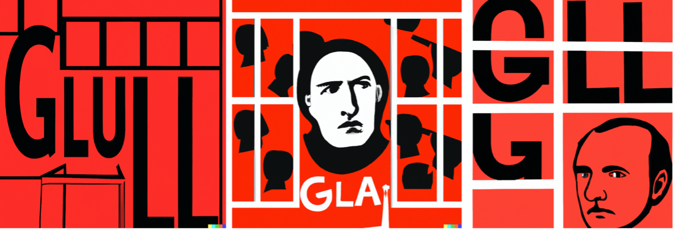 Kuva 3. Open AI:n DALL-E:lla tehty kuva aiheesta Gulag graphic art. Kuva 3. Open AI:n DALL-E:lla tehty kuva aiheesta Gulag graphic art.