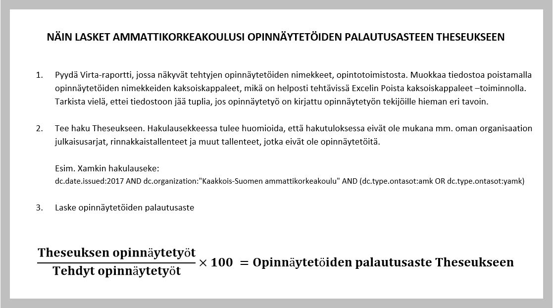 Theseuksen palautussasteen laskutapa